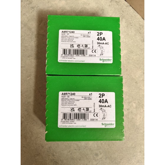 New and original A9R71240 Acti 9 iID - RCCB - 2P - 40A - 30mA - type AC In Stock
